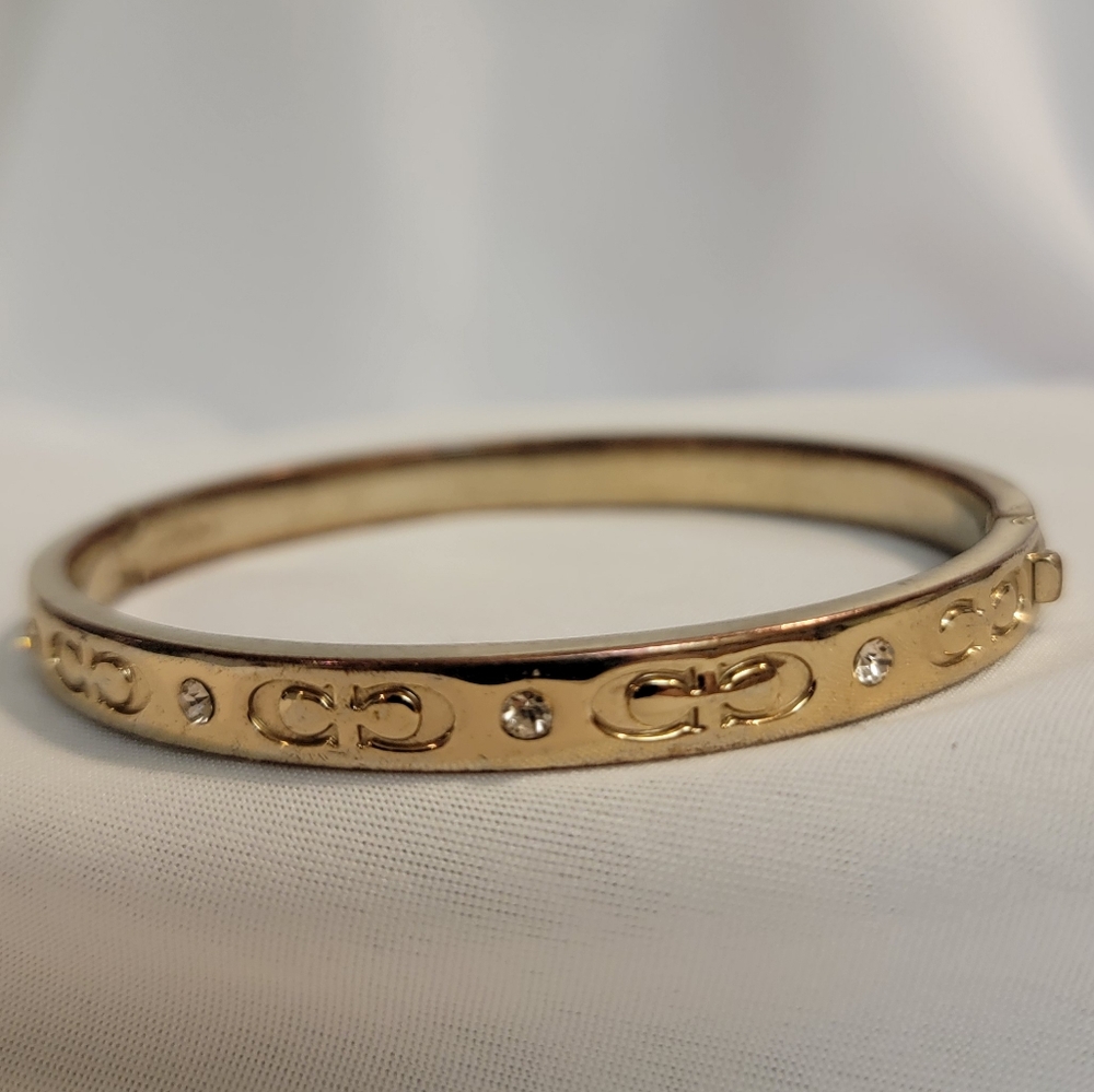Coach Gold-Tone Bracelet Bangle with Crystal Accents